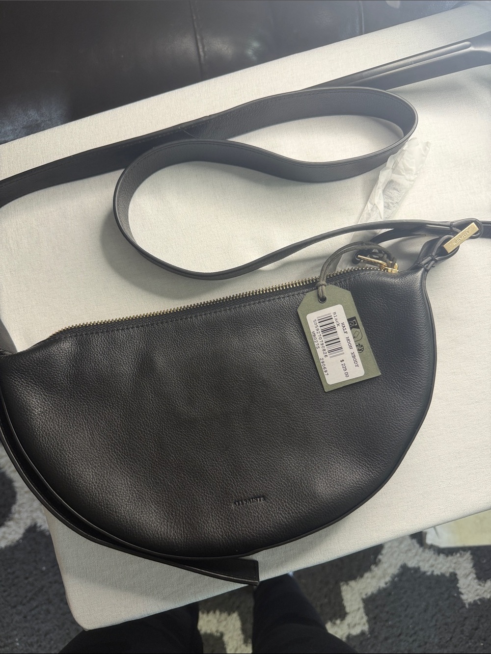 AllSaints Black Pebbled Leather Pouch - Picture 4 of 7